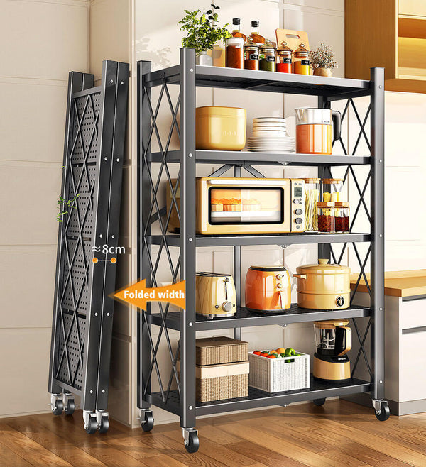 🔥Last day for factory clearance! Only $ 39.99✨Heavy Duty Foldable Metal Organizer Shelves with Wheels