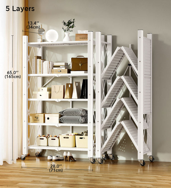 🔥Last day for factory clearance! Only $ 39.99✨Heavy Duty Foldable Metal Organizer Shelves with Wheels