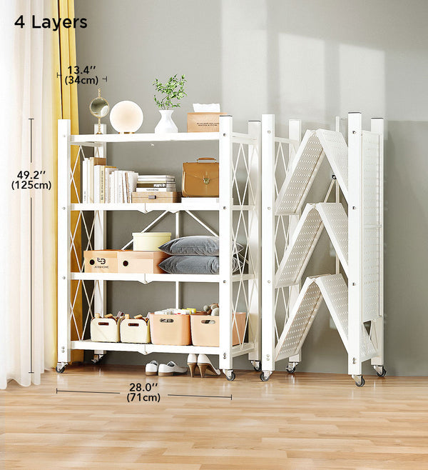 🔥Last day for factory clearance! Only $ 39.99✨Heavy Duty Foldable Metal Organizer Shelves with Wheels