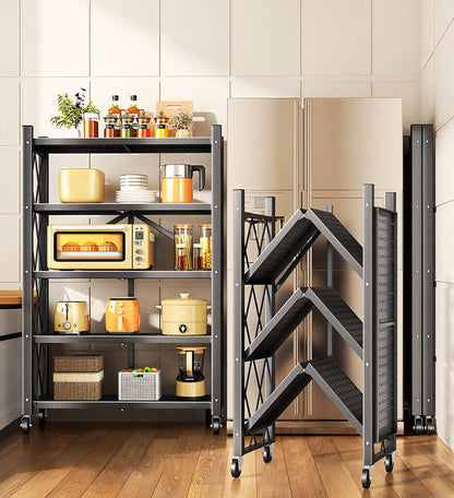 🔥Last day for factory clearance! Only $ 39.99✨Heavy Duty Foldable Metal Organizer Shelves with Wheels