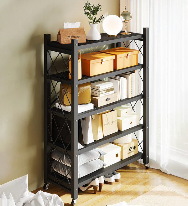 🔥Last day for factory clearance! Only $ 39.99✨Heavy Duty Foldable Metal Organizer Shelves with Wheels