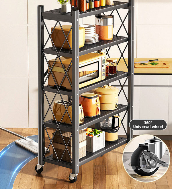 🔥Last day for factory clearance! Only $ 39.99✨Heavy Duty Foldable Metal Organizer Shelves with Wheels
