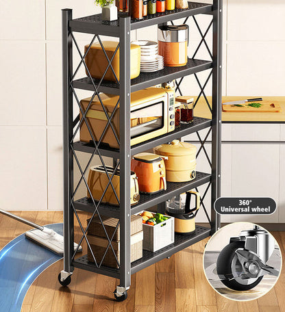 🔥Last day for factory clearance! Only $ 39.99✨Heavy Duty Foldable Metal Organizer Shelves with Wheels