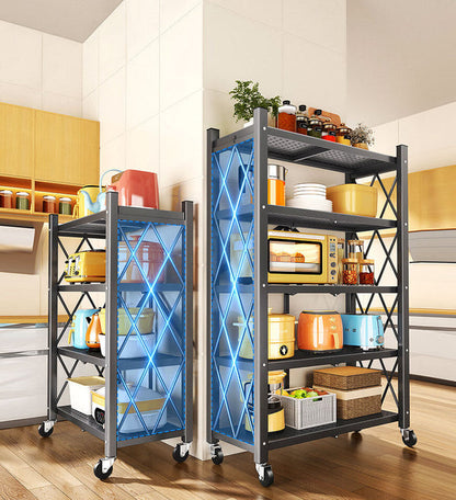 🔥Last day for factory clearance! Only $ 39.99✨Heavy Duty Foldable Metal Organizer Shelves with Wheels