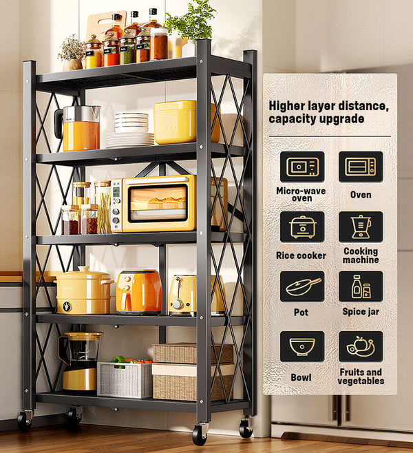 🔥Last day for factory clearance! Only $ 39.99✨Heavy Duty Foldable Metal Organizer Shelves with Wheels