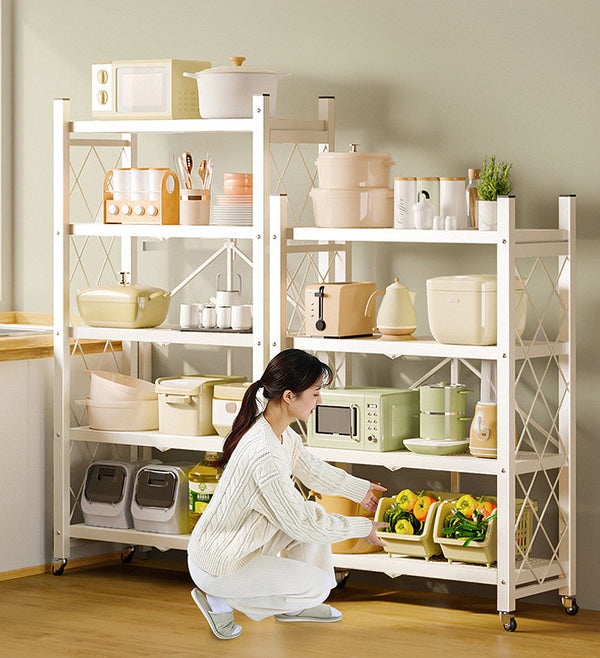 🔥Last day for factory clearance! Only $ 39.99✨Heavy Duty Foldable Metal Organizer Shelves with Wheels