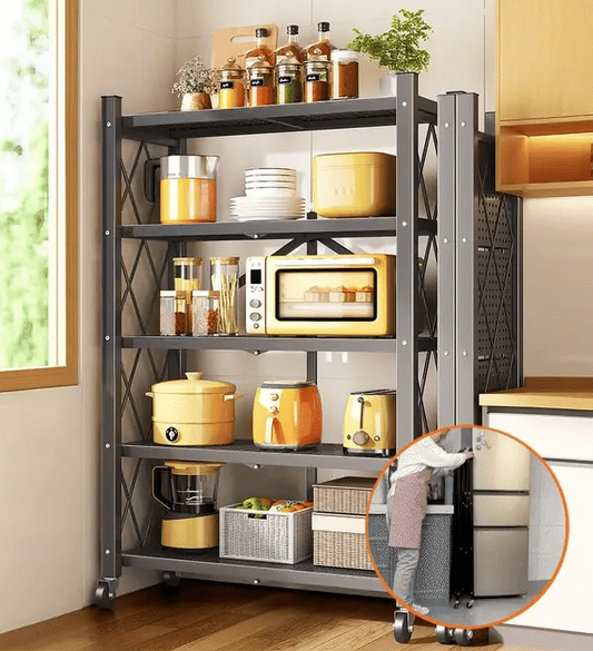🔥Last day for factory clearance! Only $ 39.99✨Heavy Duty Foldable Metal Organizer Shelves with Wheels